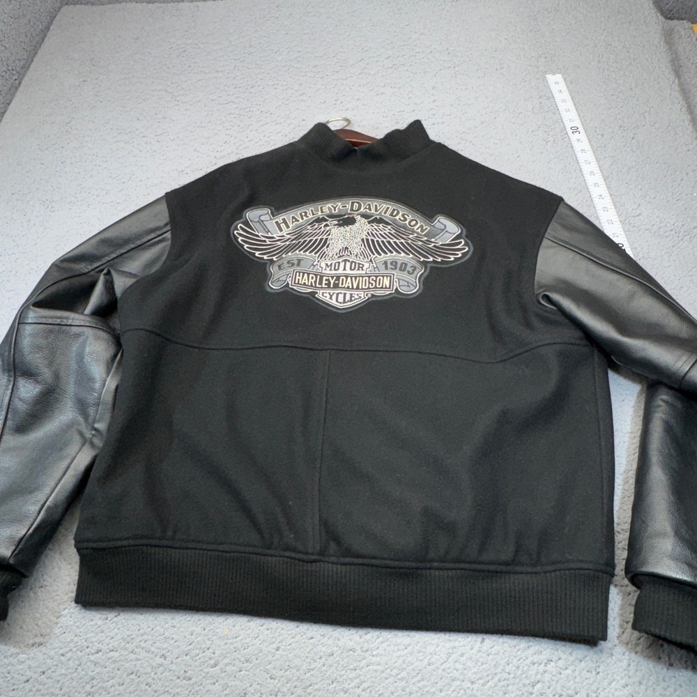 Vintage Harley Davidson Jacket Mens Large Wool Leather Sleeve Bomber Varsity 00s